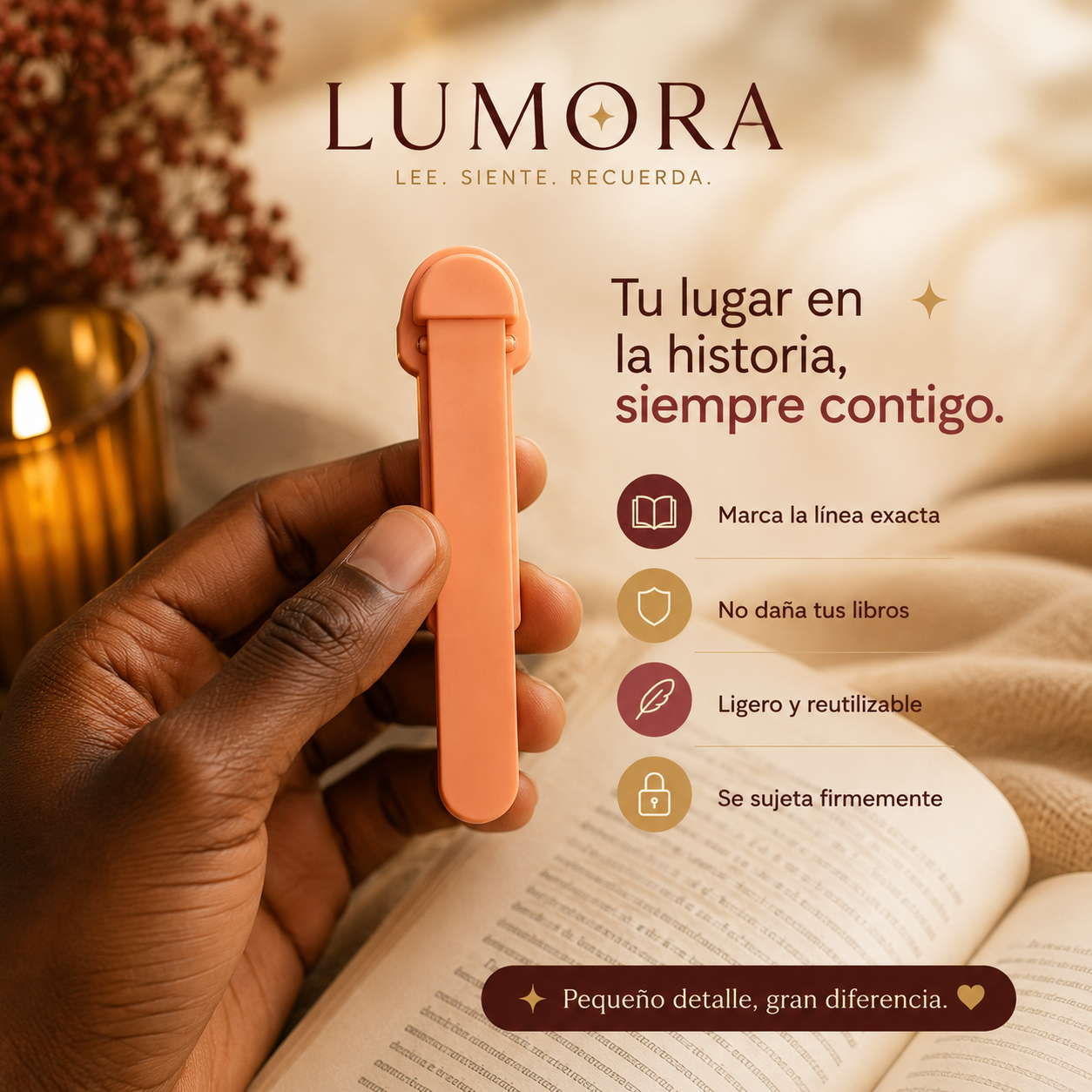 Marcapáginas Inteligente que Marca la Línea Exacta