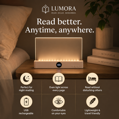 Lumora PageGlow™  Rechargeable Flat Reading Light
